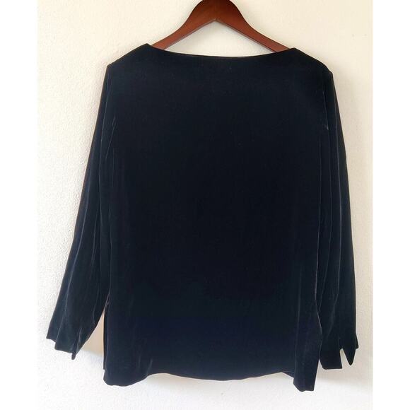 Vintage Finity Naturals Black Velvet Long Sleeve Top Sz 10 Rayon Silk Blend - Picture 4 of 9